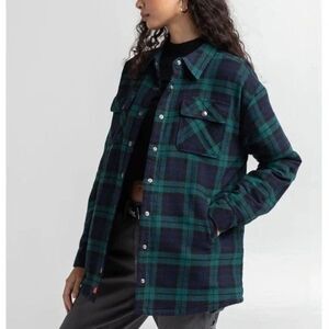 Dickies Juniors' Oversized Boyfriend Flannel Shirt Jacket